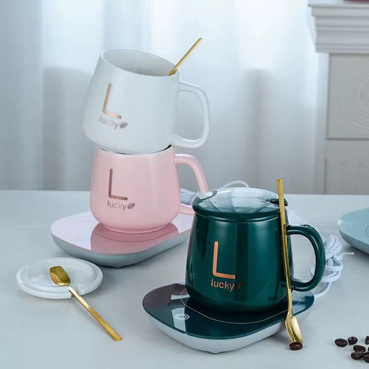 Set de Taza térmica inteligente con base calefactora – Café caliente siempre